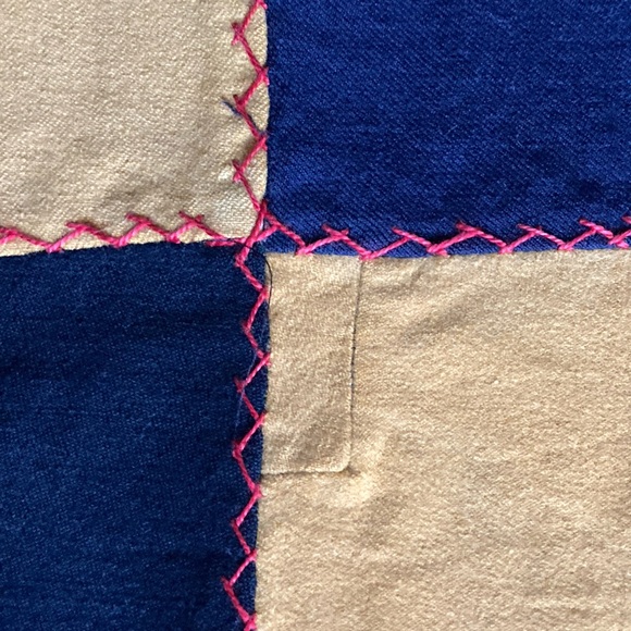 Vtg Handmade Repurposed Fabric Patchwork Quilt Top Unfinished 78"x86" - Picture 11 of 15